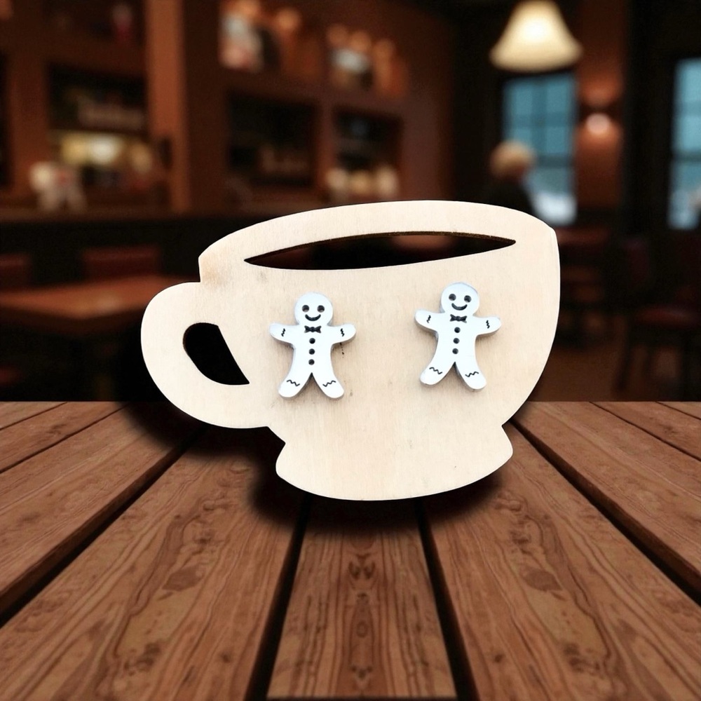 🆕 Gingerbread Man Stud Earrings Stainless Steel